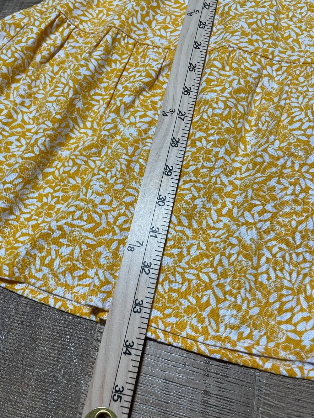 J. Crew Yellow and White Floral Ruffle Sleeve Linen Blend Dress